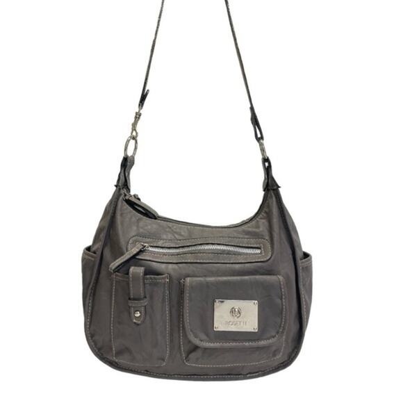 Vintage Rossetti Gray Vegan Leather Satchel Purse 90s Y2K - Picture 2 of 13